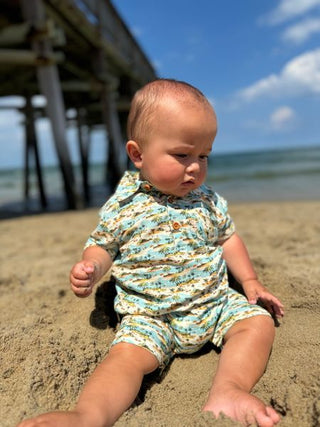 MOLOKAI Blue Islands Printed Romper - Lindsey Paige