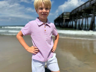 SHIPPING Lilac/Pink Stripe Pique Polo