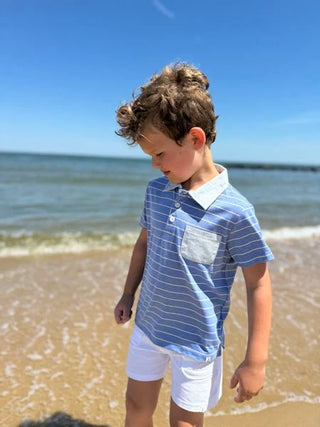ANCHOR Royal/Yellow Stripe Polo - Lindsey Paige