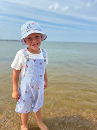 GALLEON Lobster Print Seersucker Woven Buckled Overalls - Lindsey Paige