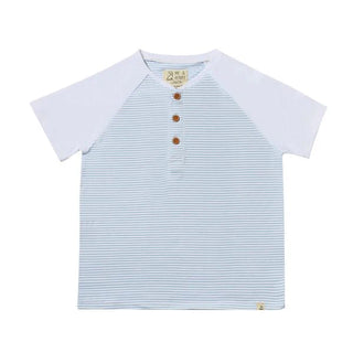 BEACON Blue/White Stripe Raglan Henley - Lindsey Paige