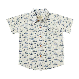 MAUI Navy Boats Printed Shirt - Lindsey Paige