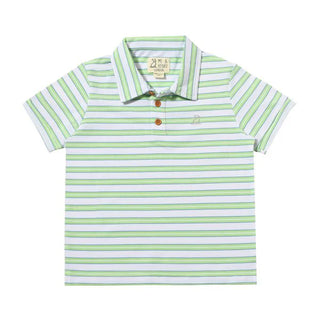 SHIPPING Lime/White/Blue Stripe Pique Polo - Lindsey Paige