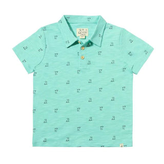 POLREATH Aqua Henry Print Polo - Lindsey Paige