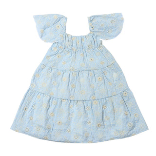 Sierra Dress Light Blue Eyelet - Lindsey Paige