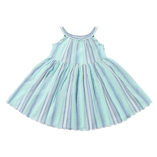 Stella Dress Blue/Aqua Multi Stripe - Lindsey Paige