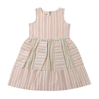 Kelly Dress Pink and Tan Stripe - Lindsey Paige