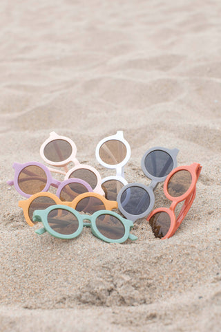Toddler Kids Round Sunglasses: White - Lindsey Paige