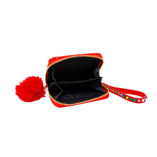 Quilted Rhinestone Strap Wallet: Red - Lindsey Paige