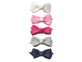 5 Chelsea Boutique Grosgrain Bows on Snap Clips - Prep Girl