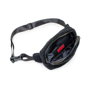 Fuzzy Crossbody Sling Bag w/ Heart for Kids: Black - Lindsey Paige