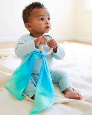 Natural Baby Teether - 100% Mulberry Silk and Maple Ring - Lindsey Paige