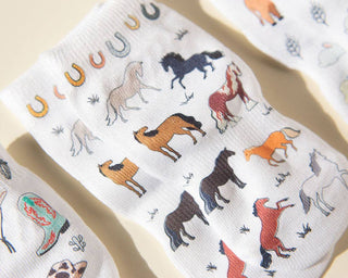 Cowboy - Non-Slip Baby Socks with Horses, Boots, Hats, Farm : 6 - 12M