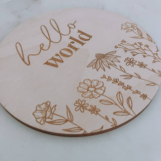 Hello World Floral Print Birth Announcement