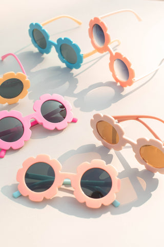 Kids Toddler 2-tone Flower Sunglasses: Blue Yellow - Lindsey Paige