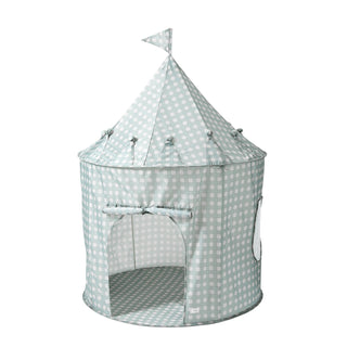 Recycled Fabric Play Tent Castle - Prints: Gingham Blue - Lindsey Paige