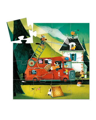 Djeco Mini Silhouette Puzzle: The Fire Truck, 16 pieces