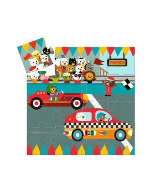 Djeco Mini Silhouette Puzzle: The Racing Car, 16 pieces
