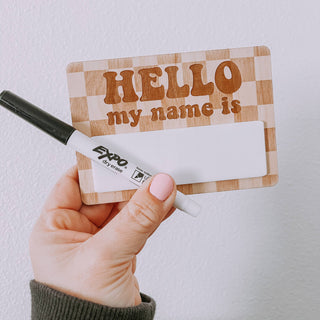 Hello my name is, Wooden Name Tag, Birth Announcement: No Print