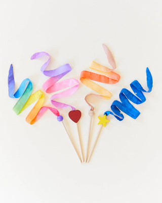 Mini Rainbow Streamers - Silk & Wood Birthday Wand - Lindsey Paige
