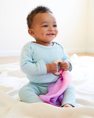 Natural Baby Teether - 100% Mulberry Silk and Maple Ring