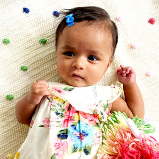 5 Tiny Tuxedo Bow Toddler Bow Barrettes - Watercolors