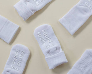 Cloud - White Non-Slip Silicone Grip Baby Socks / Kids Socks: 6 - 12M - Lindsey Paige