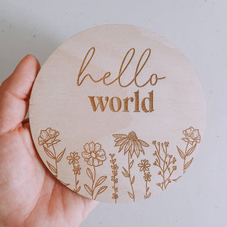 Hello World Floral Print Birth Announcement