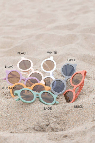 Toddler Kids Round Sunglasses: White - Lindsey Paige