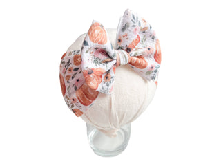 Pumpkin Floral Headwrap Baby Bow, Halloween Bow
