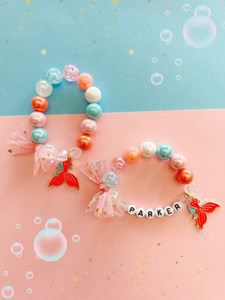 Mermaid Tail Beach Beaded Charm Bracelet: Child 6" - Lindsey Paige