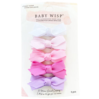 5 Chelsea Boutique Grosgrain Bow on Snap Clips-Pink Carnival