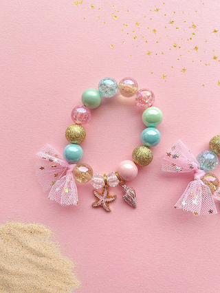 Starfish Seashell Beach Kids Custom Beaded Charm Bracelet: Child 6” - Lindsey Paige