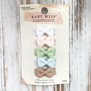 5 Tiny Tuxedo Bows on Snap Clips - Tranquility - Lindsey Paige