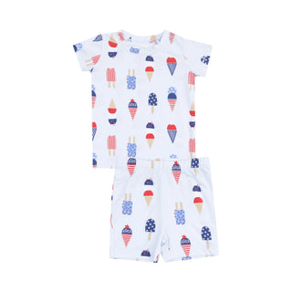 PJ Short Set- American Ice Cream Blue - Lindsey Paige