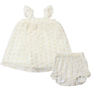 Georgia Ivory Mesh Dot Dress - Lindsey Paige
