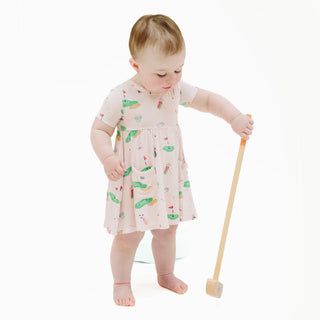 Golf Things Pink Short Sleeve Twirly Dress
