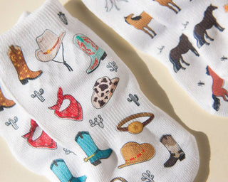 Cowboy - Non-Slip Baby Socks with Horses, Boots, Hats, Farm : 6 - 12M