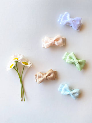 5 Tiny Tuxedo Bows on Snap Clips - Tranquility - Lindsey Paige