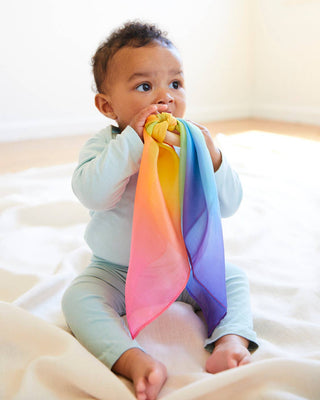 Natural Baby Teether - 100% Mulberry Silk and Maple Ring