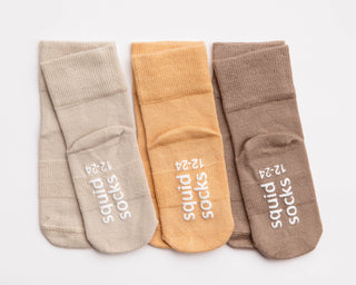Caramel - Non-Slip Baby Socks Toffee, Butterscotch, Coffee : 0 - 6M