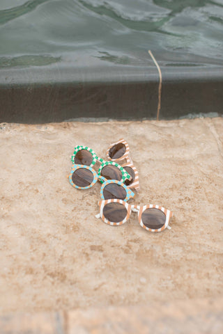 Retro Groovy Toddler Kids Sunglasses: Teal Check - Lindsey Paige