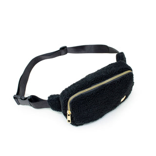 Fuzzy Crossbody Sling Bag w/ Heart for Kids: Black - Lindsey Paige