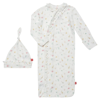 Pink Little Bitty modal magnetic cozy sleeper gown + hat set