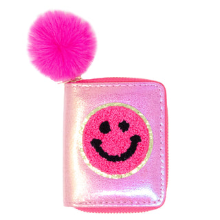Shiny Happy Face Smile Wallet: Pink