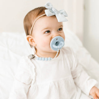 Cutie PAT Round (0-24m) Pacifier + Teether Sets: Blue Clear