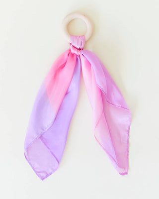 Natural Baby Teether - 100% Mulberry Silk and Maple Ring - Lindsey Paige
