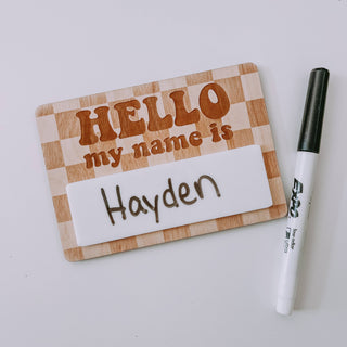 Hello my name is, Wooden Name Tag, Birth Announcement: No Print