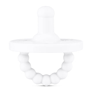 Cutie PAT Round (0-24m) Pacifier + Teether: White - Lindsey Paige