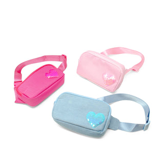 Sequin Heart Crossbody Sling Bag for Kids: Pink - Lindsey Paige